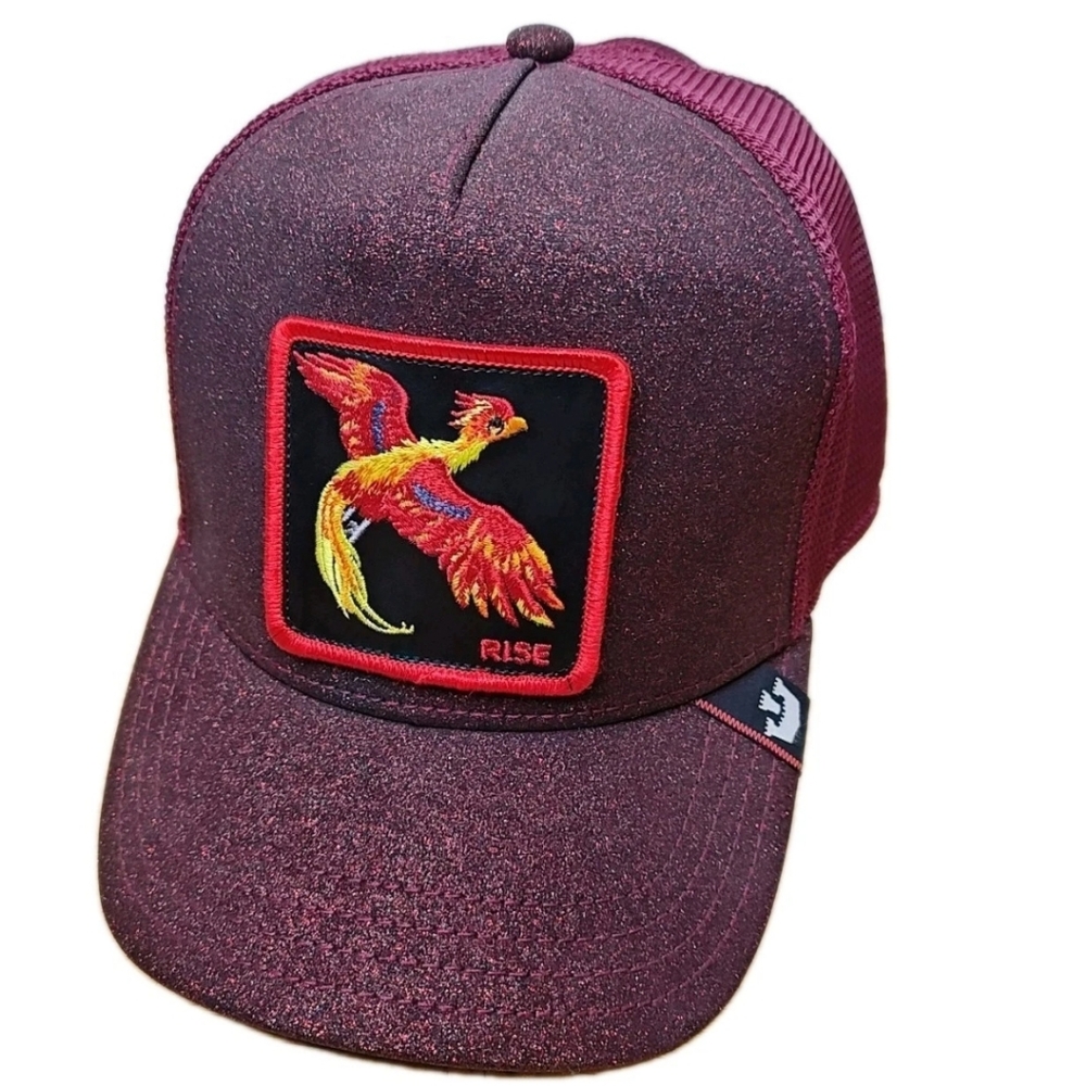 Goorin The Farm Mesh Back Trucker Hat Cap Metallic Red Phoenix Rise Patch Logo - Picture 2 of 12